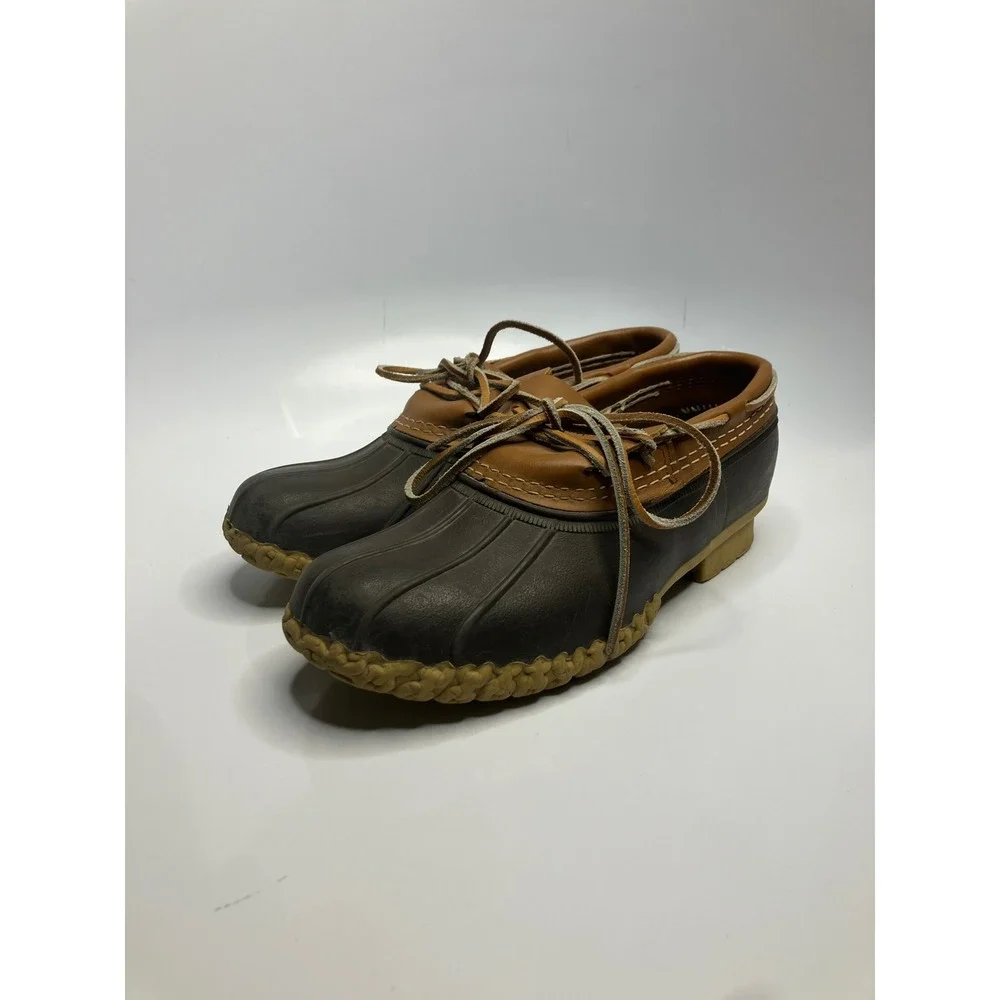 L.L.Bean Rubber Moc Shoes Womens 8 Brown Excellent Waterproof Duck Boots Slip On